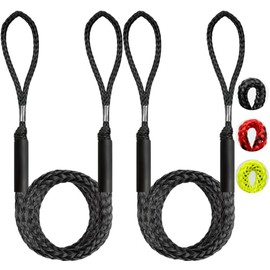 Boat Accessories 2PCS 5 Feet Premium Bungee Boat Lines 30cm Extended Loop for Mooring for Jet Ski, SeaDoo, Yamaha WaveRunner Dinghy Pontoon Accessories Boating Gifts(Black)