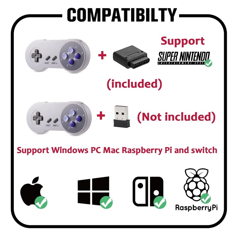 KIWITATA 2 Pack 2.4GHz Wireless Controller for Original SNES Console,
