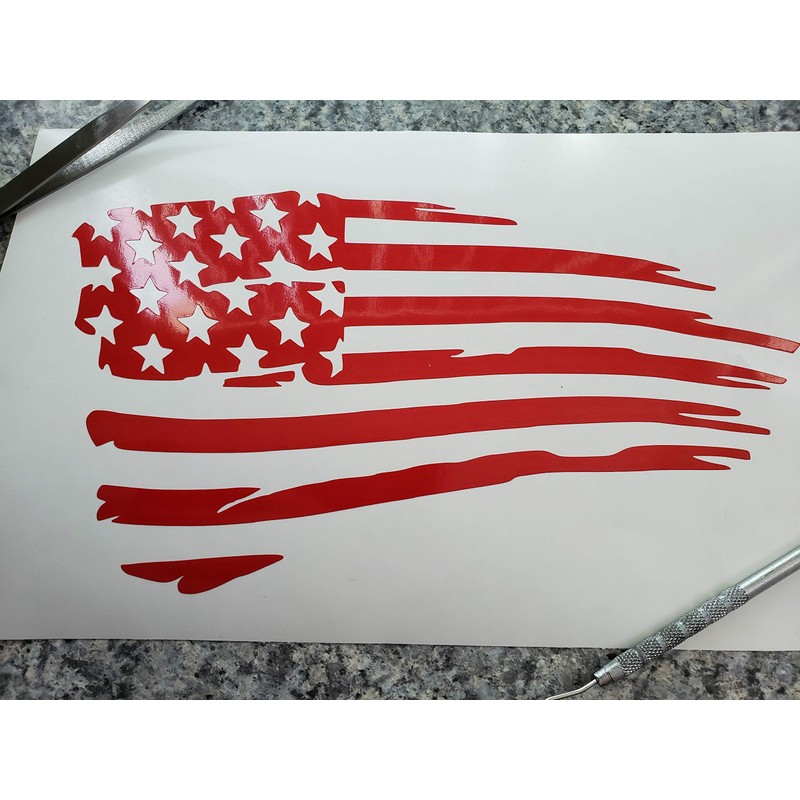 Distressed American Flag Vinyl Decal Sticker