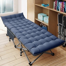 DoCred Folding Camping Cot with Mattress, 2 Pack Heavy Duty Folding Cot for Adults, Portable Sleeping Cot Bed Adults Outdoor Bed with Carry Bag, Travel Camp Cots