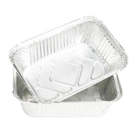 G4GADGET Pack of 2 Large Disposable Aluminium Foil Trays Containers 32x26 cm | Half Size Pans for Baking, Roasting, BBQ, Cooking, Food Storage | Freezer & Oven Safe