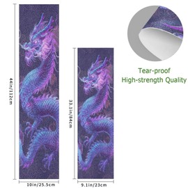 SDMKA Purple Chinese Dragon Skateboard Grip Tape 9" x 33" Bubble Free Waterproof Skateboard Grip Tape Sheet Non Slip Griptape for Skateboard Longboard