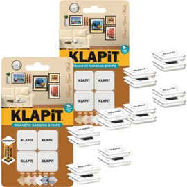 KLAPiT Magnetic Picture Hanging Strips with Nano Technology: Premium Alternative to Mounting Tapes & Double-Sided Tapes -Reusable, Heavy Duty, Drill-Free & Damage-Free Hanging (8 pc Pack)