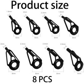 HoAhaMay 8-teiliger Angelrutenspitze Reparatursatz, Edelstahl Ersatz Angelrutenspitze Führungsring Angelrute Reparatur Kit Keramik Führungsring, verwendet für Süßwasser und Meerwasser Angelruten