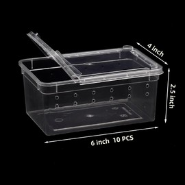 JOBEDE 10 Pcs Reptile Feeding Boxs, Plastic Spider Terrariums Breeding Box Feeder Insect Container Feeding Box for Small Reptile Bearded Dragon Lizard Spider Gecko Scorpion 5.9 x 3.9 x 2.5 in