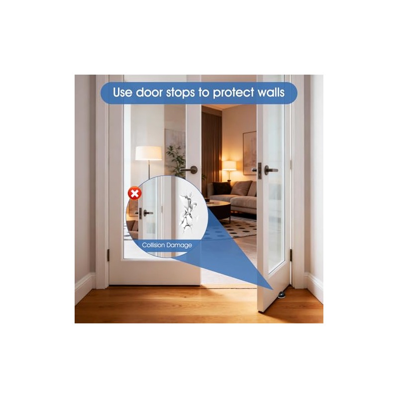Topes de puerta autoadhesivos, protector de pared de acero inoxidable,