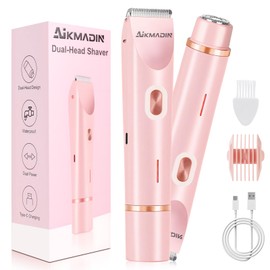 Dermave Bikini Shaver，Bikini Trimmer for Women – Gentle Electric Razor for Sensitive Areas, Waterproof USB-C Rechargeable Shaver for Body & Face, Stocking Stuffers Holiday Gift Petal Pink