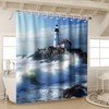 OTRANTO Blue Ocean Shower Curtain Lighthouse Nautical Coastal Scenic Nature