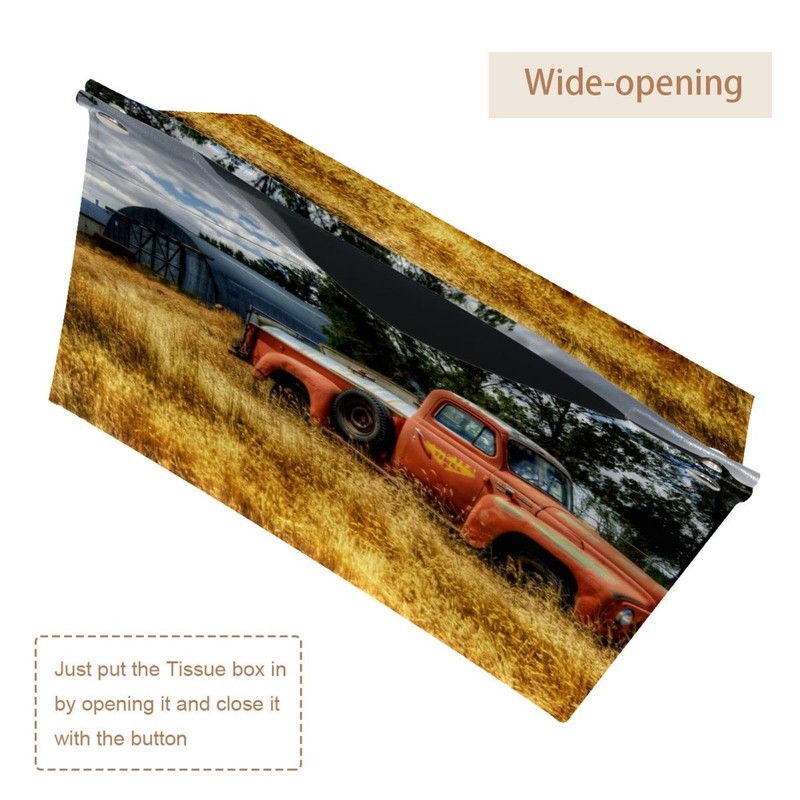 2 Pack Tissue Box Cover Holder, Red Truck Fall Landscape