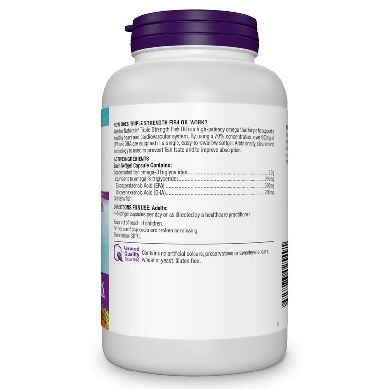 Webber Naturals Triple Strength Fish Oil 120 softgel Capsules
