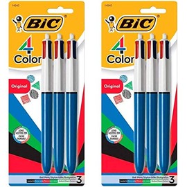 BIC 4-Color Ballpoint Pen, Medium Point (1.0mm), Assorted Inks, 2 Pack (3-Count)