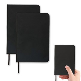 TUZAA 2 Pack Notebook Journal, 160 Pages Pocket Notepad with Waterproof Cover, Mini Memo Pads for Home, School, College, Office, Work, Travel (Black)