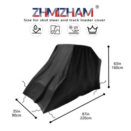 Skid Steer Loader Cover Waterproof, Track Loaders Covers with Drawstring Heavy Duty 600D Oxford cloth (87*35*63inch,Black)