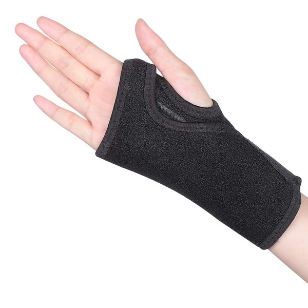 Wrist Brace, Night Wrist Sleep Support Wrist Palm Protector with Removable Splint Stabilizer & Elastic Edged Big Thumb Hole for Carpal Tunnel, Tendonitis, Sports Injuries Pain Relief (Right Hand)