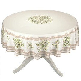 Label France 70" Round Clos des Oliviers Cream French Tablecloths Coated