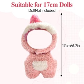 Cute Doll Clothes for 17 cm Plush Toy, Premium Doll Accessory Costume, Cute Cloud Plush Pink Dinosaur Set Outfits for 17 cm Toy, Birthday Holiday Present for Boys and Girls