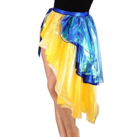 TWINKLEDE Shiny Fariy Bustle Tie on Belly Dance Skirt Maxi Hip Scarf Latin Festival Party Costume for Adult (Regular, Yellow & Blue)