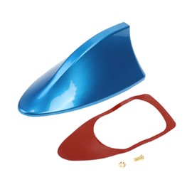 Partuto 1 Pcs Universal Shark Fin Antenna Cover Signal Roof Aerial for Car SUV Truck Offroad ABS Material with Adhesive Base Metallic Blue