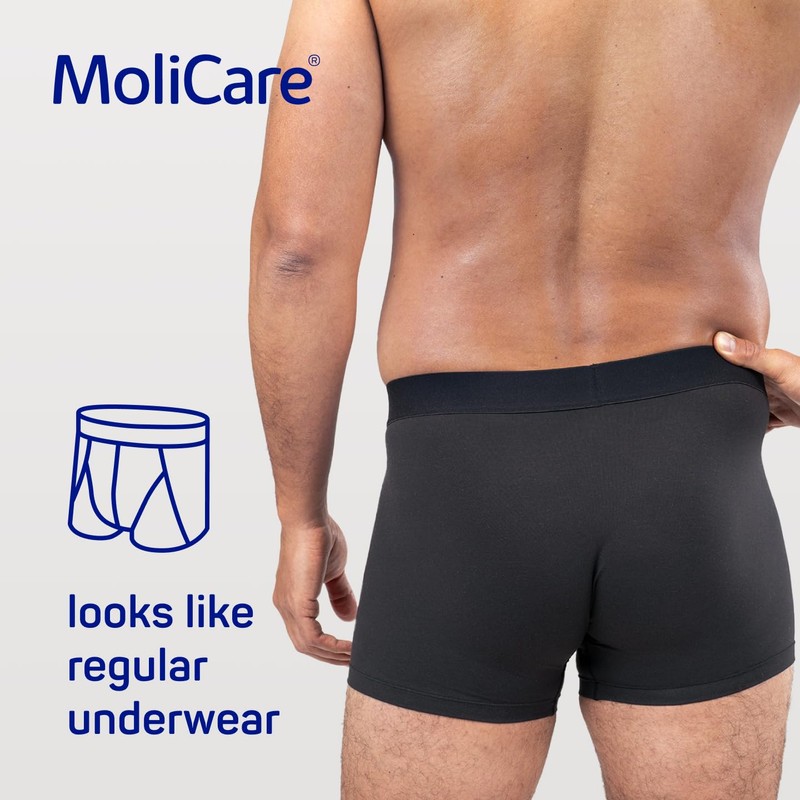 MoliCare Men - Invisible Absorbent Washable Incontinence Pants, Protective Boxers