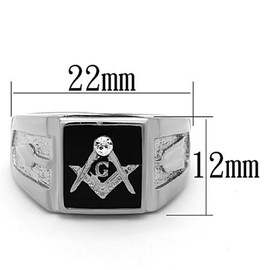 Marimor Jewelry Men's Stainless Steel 316 Crystal Masonic Lodge Freemason Ring Band Size 13