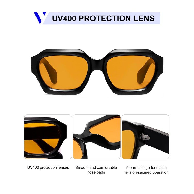 VANLINKER Thick Square Sunglasses for Men Women Retro Vintage Chunky