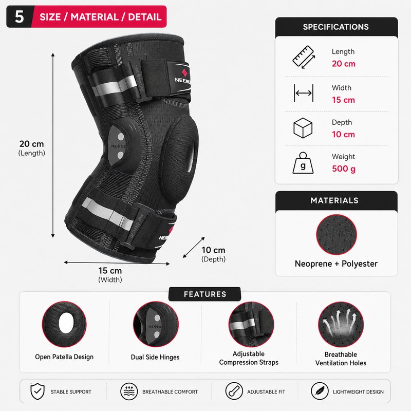 Hinged Knee Brace for Daily & Sports Support – Adjustable