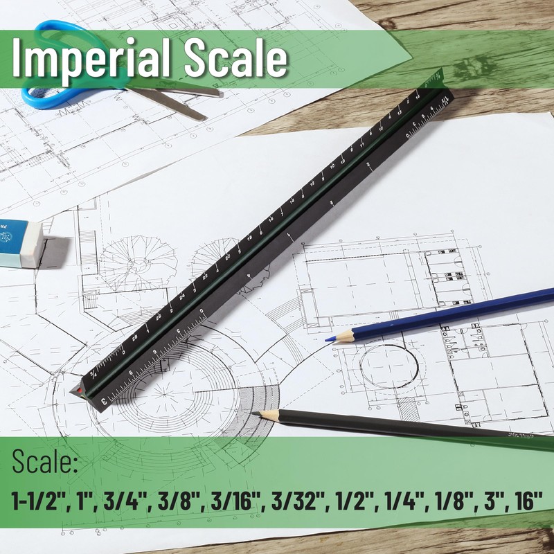 Mr. Pen- Architectural Scale, 12 inch, Black, Scale Ruler Contractor,