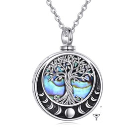 ONEFINITY Tree of Life Urn Necklaces for Ashes Sterling Silver Moon Phase Tree of Life Cremation Jewellery for Ashes Memory Jewellery for Women Men