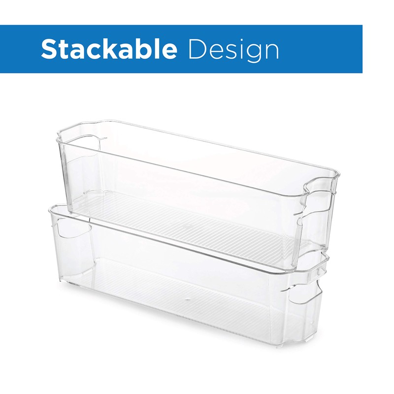 Set Of 8 Refrigerator Pantry Organizer Bins - Clear Food