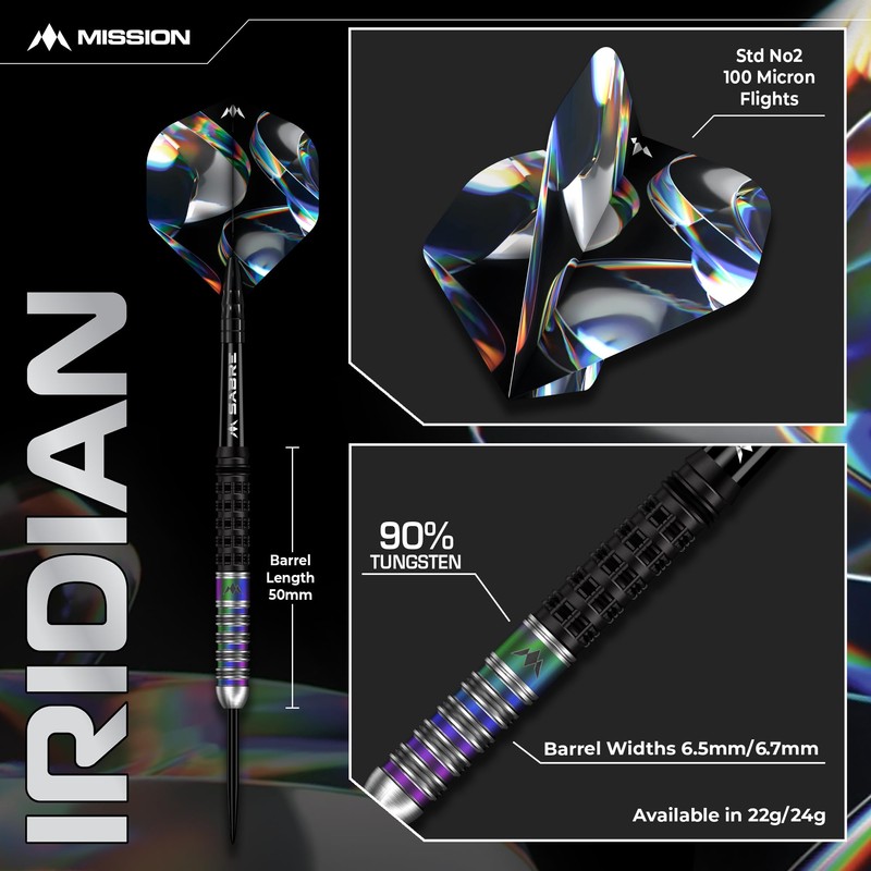 Mission | Iridian Darts | Steel Tip Darts Set |