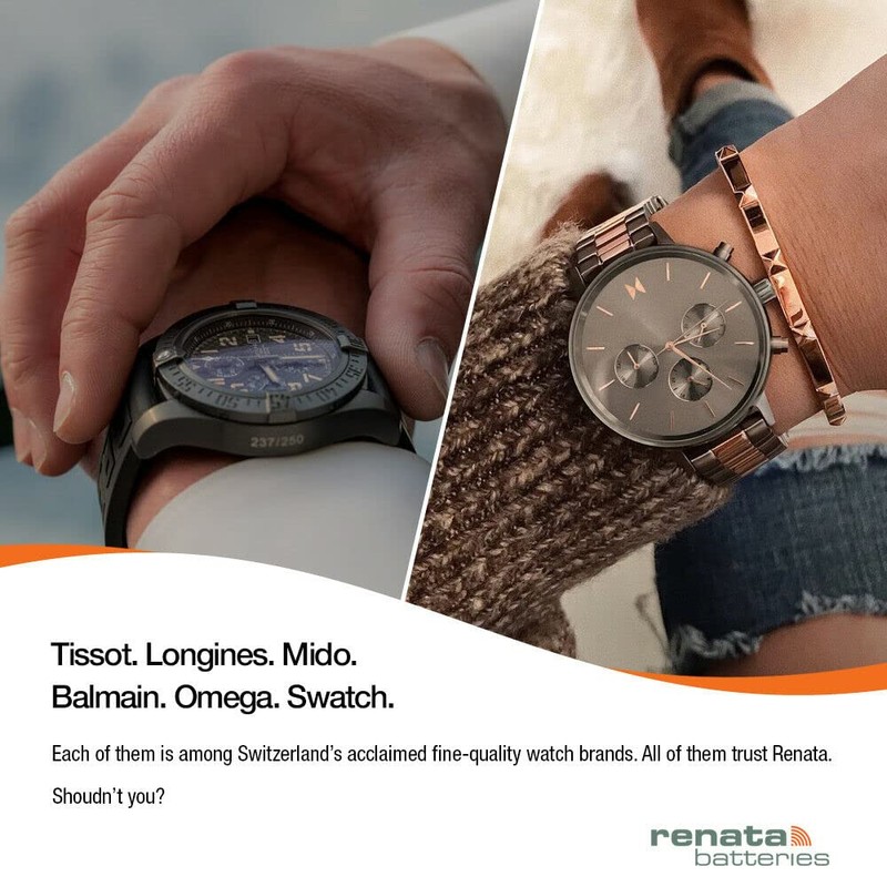 Renata 357 SR44W Batteries - 1.55V Silver Oxide 357 Watch