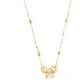 Bow Gold Necklace for Women Dainty 14k Gold Chain Bow Pendant Necklace Statement Trendy Hypoallergenic Non Tarnish Trendy Necklace Jewelry
