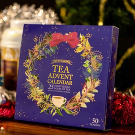 New English Teas Christmas Tea Advent Calendar 2023, 50 Pyramid Teabags, 5 Festive Black Tea, Fruit & Herbal Blends