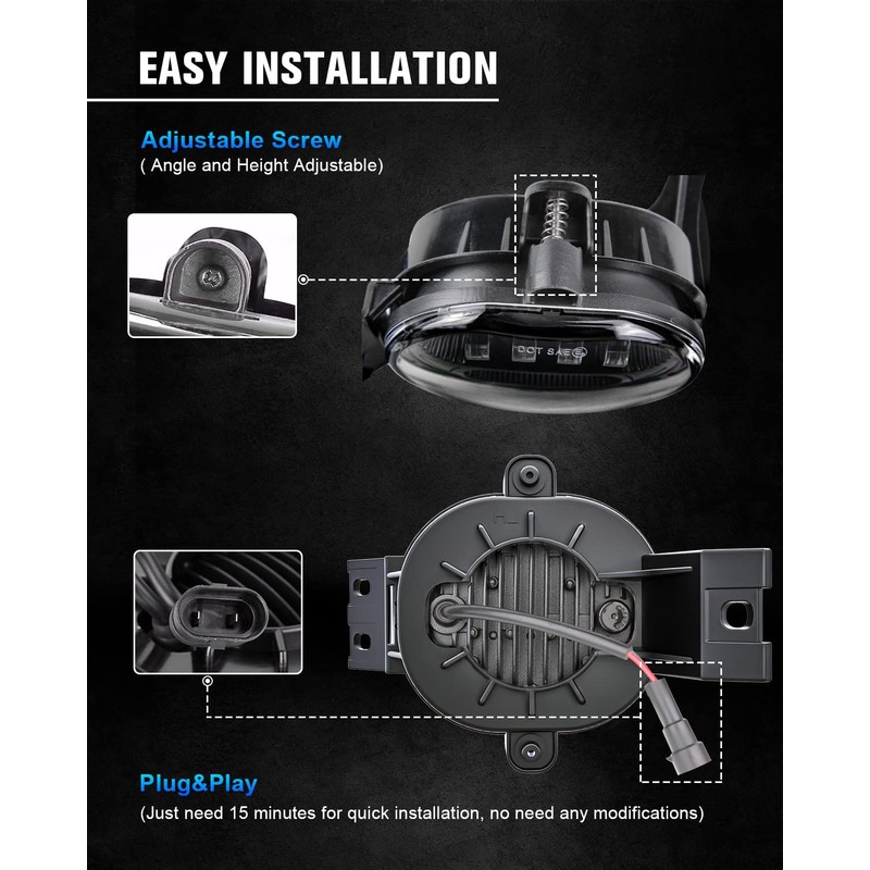 BICYACO New Version LED Fog Light Compatible with Dodge Ram