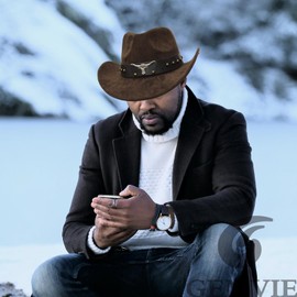 GEMVIE Suede Cowboy Hat for Men Women Roll up Brim Cowgirl Hat Classic Country Fedora Hat/Coffee-2