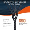 1/8" T316 Stainless Steel Cable, Electroplated Black Aircraft Cable for