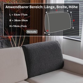 OHSIO Sofa Cover - Highly Elastic, Non-Slip Seat Cushion Cover - Washable, Pet-friendly Sofa Cover for Couch, Durable (Dark Grey, 1 x Backrest Cover)