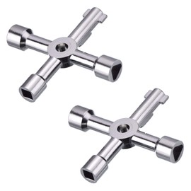 Shappy 2 Pack Electric Cabinet Keys Gas Meter Keys Utility 4-Way Keys for Multi-application (Silver)
