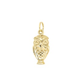 Lucchetta Lucky Owl Polished 14K Yellow Gold Pendant for Women Girls 585 Real Gold for Chain (up to 4 mm) Made in Italy, Oro giallo