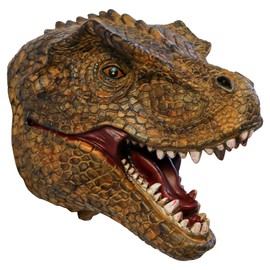 Dinosaur Head Wall Mount - Small T-Rex Dinosaur Head Wall Hanging Boys Kids Birthday Party Gaming Room Taxidermy Dinosaur Themed Wall Sculpture Indoor Outdoor Animal Heads Wall Art Decor