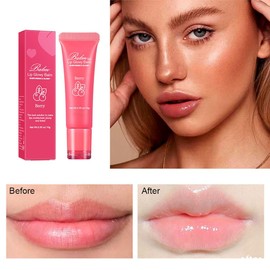 Ofanyia Lip Glowy Balm, Hydrating Lip Balm Clear Lip Gloss, Moisturising Non-Sticky Lip Gloss Lip Care for Dry Chapped Cracked Lips, Vegan & Cruelty-Free (Berry)
