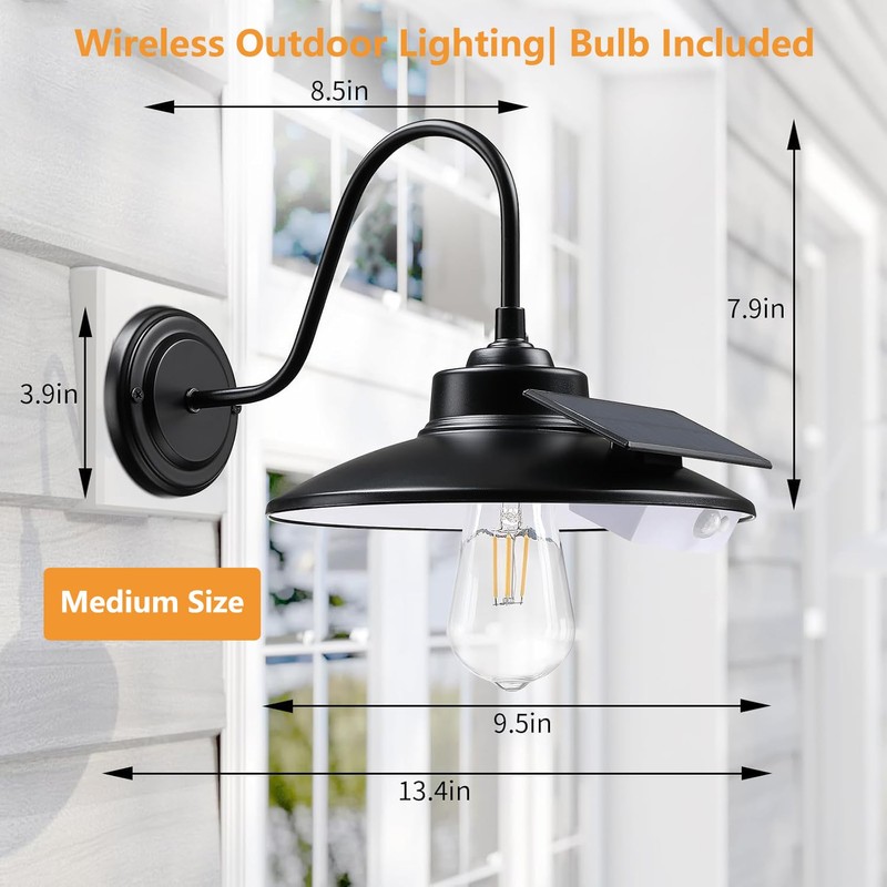 CRIRY Solar Barn Lights Outdoor 2-Pack, Anti-Rust Waterproof Farmhouse Solar