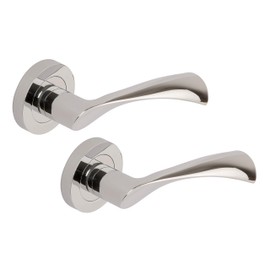 Excel Architectural XL3840 Aztec Passage Door Handles on Round Rose, Polished Chrome