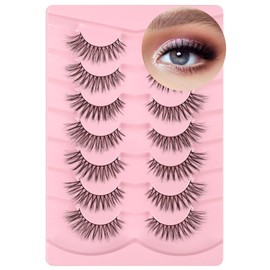Lash natural wispy Cat Eye eyelashes, Frihappy false eyelashes, Wispy Strips, Faux Mink Lashes, black band lashes, 7 pairs, Frihappy 2024 lashes #Danica