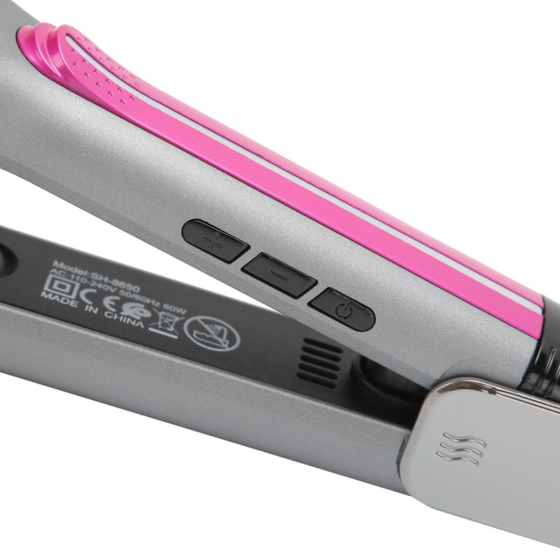 Professional Hair Straightening Ceramic Heating Plate Straightener LCD Display Hairdressing