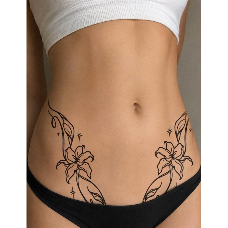 Semi Permanent Fine Line Tattoo, Large Tattoo Waterproof 2 Pcs