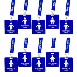 Hall Pass Lanyards with Card Passes,Unbreakable School Classroom Passes Set for Teacher Parents (Hall Bathroom Library Office & Nurse), 10 Pcs (Boys' Restroom Pass)