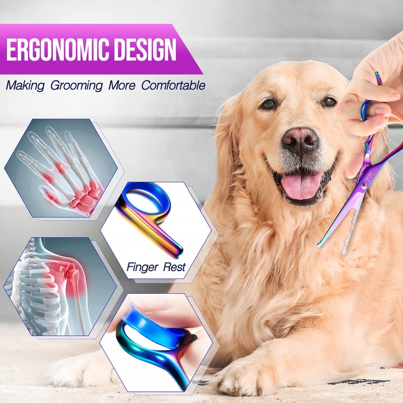 Gimars Dog Grooming Scissors Kit Professional 4CR with Safety Round