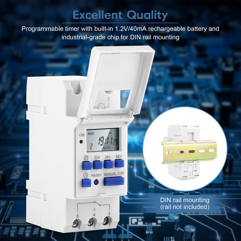 DIN Rail Digital Programmable Timer Switch, THC15A Digital Timer Switch