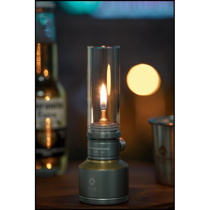 Campingmoon T-1D15 Camping Gas Lantern with Empty Tank Wooden Lantern